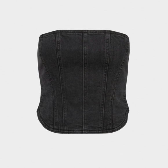 BNWT Aritzia Black denim bustier top - Picture 8 of 10